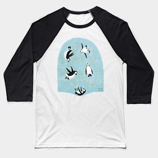 Penguins on Trampolin Baseball T-Shirt